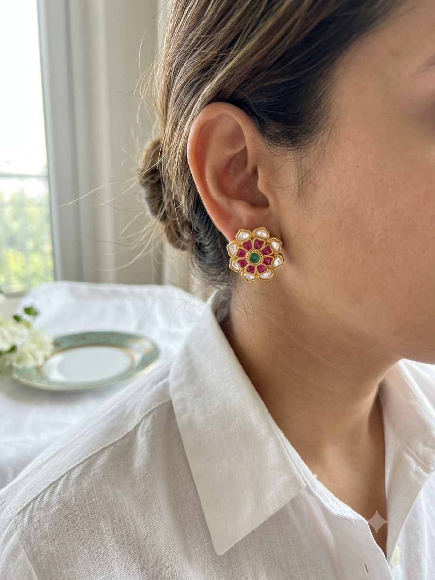 Kundan Studs (1-5282)(R) - JEWELSTYLE