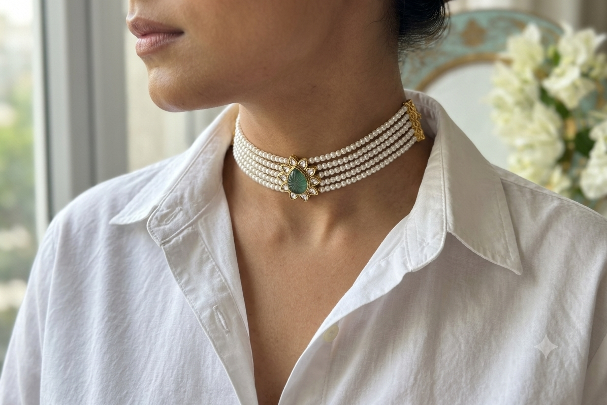 Kundan Choker (4-9281)(R) - JEWELSTYLE