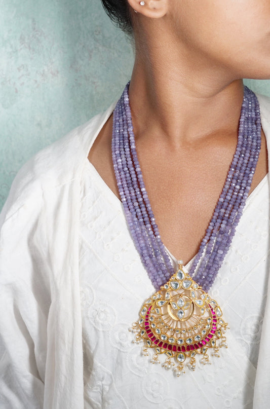 Kundan pendant necklace (4-7082)(R)(PREORDER)