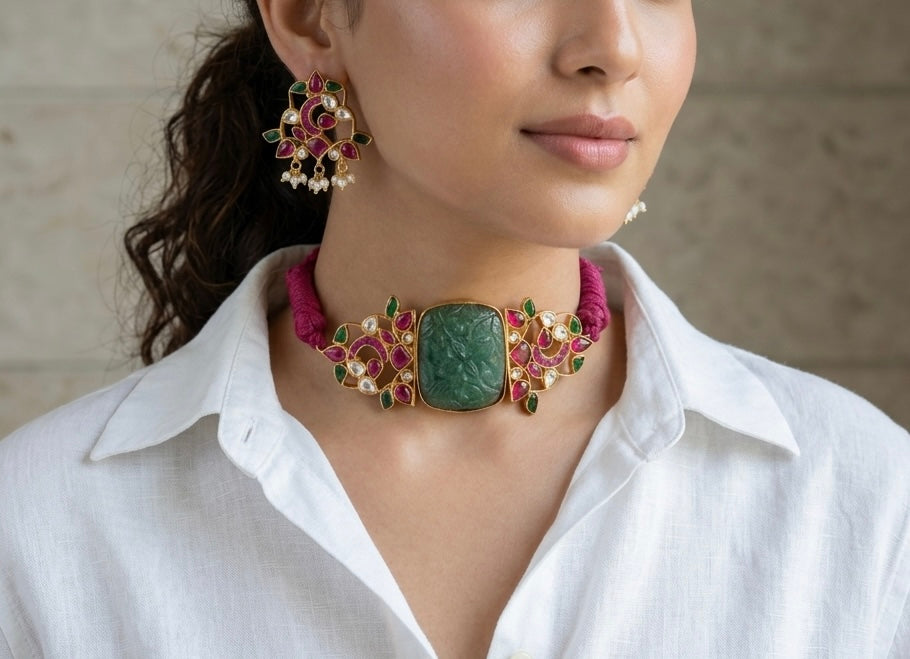 Kundan Choker Set (4-9311)(R)