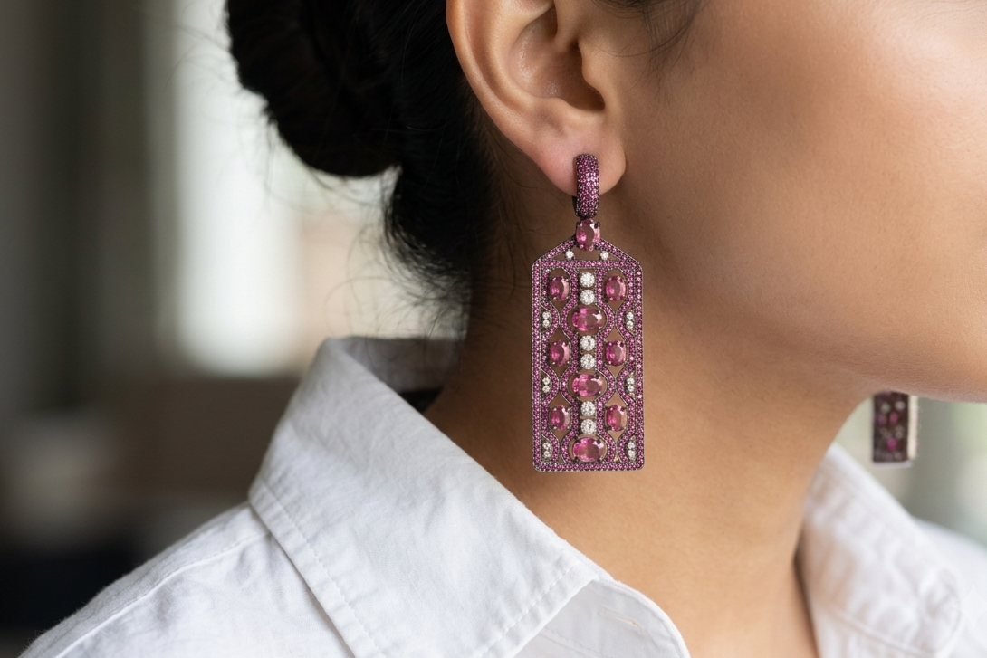 Ruby Stone Ad Earrings (1-5309)(B)(from turkey)(offer piece)