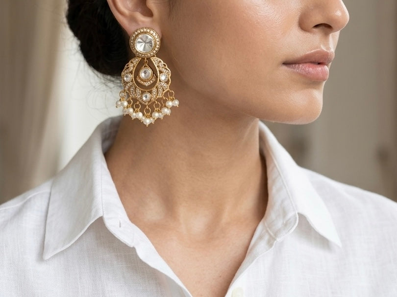 Polki Chandbali Earrings (1-5325)(B)