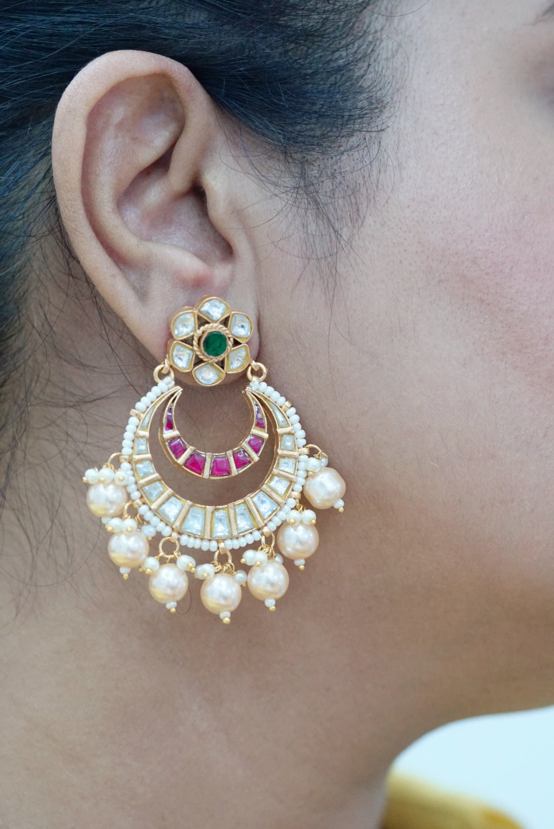 Uncut Chandbali Earrings – Hirapanna Jewellers