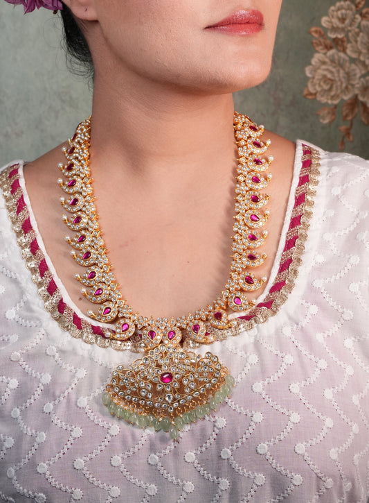 Mango Long Kundan pendant Necklace (4-8980)(KA)(PREORDER) (Made IN 7-8 DAYS TIME) - JEWELSTYLE
