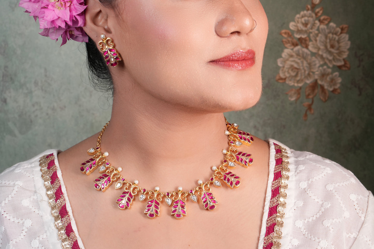 Red Stone Kundan Necklace Set (4-8985)(KA) (PREORDER) (Made IN 7-8 DAYS TIME) - JEWELSTYLE