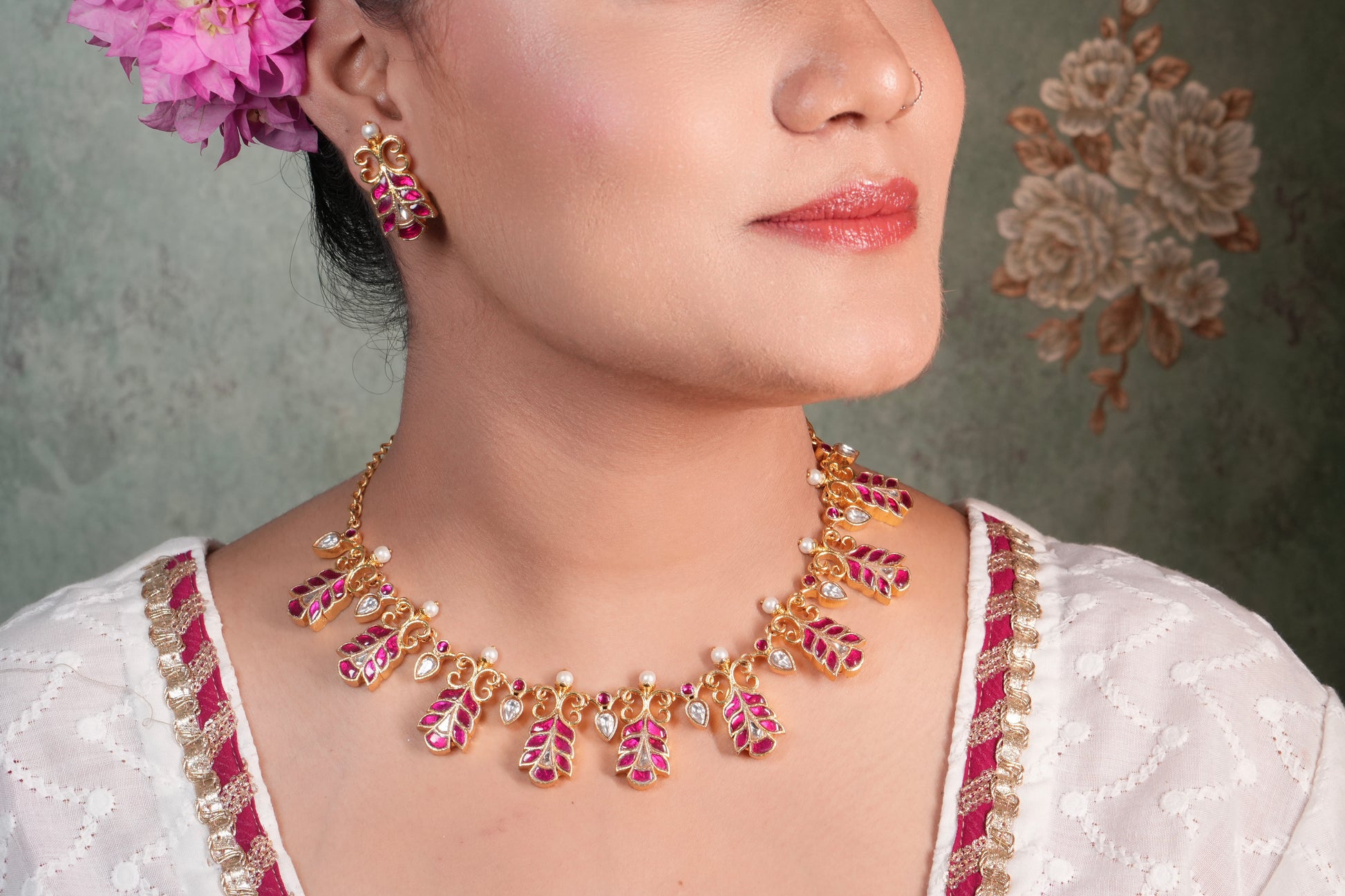 Red Stone Kundan Necklace Set (4-8985)(KA) (PREORDER) (Made IN 7-8 DAYS TIME) - JEWELSTYLE