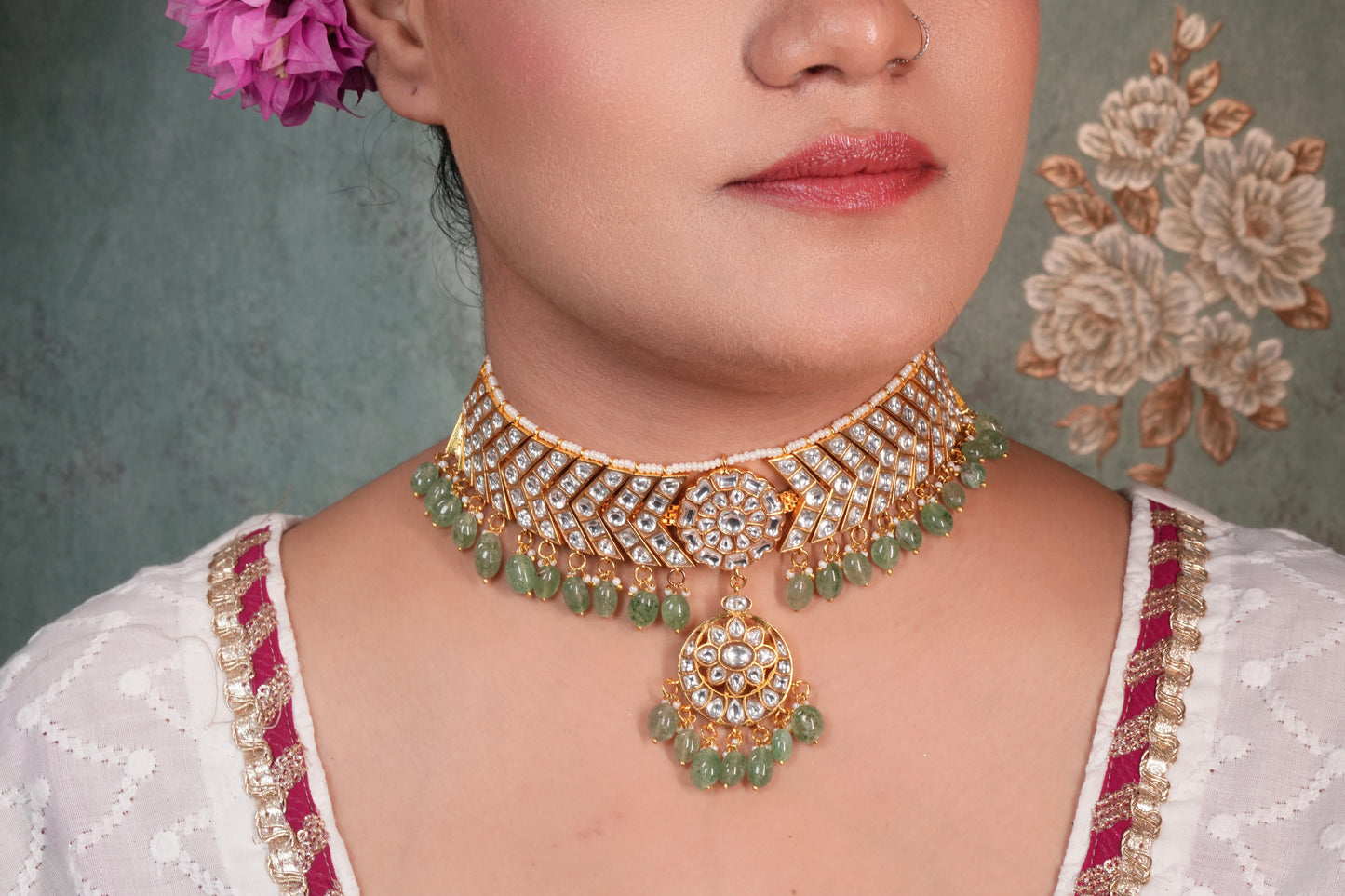 White Kundan choker (4-8966)(KA)