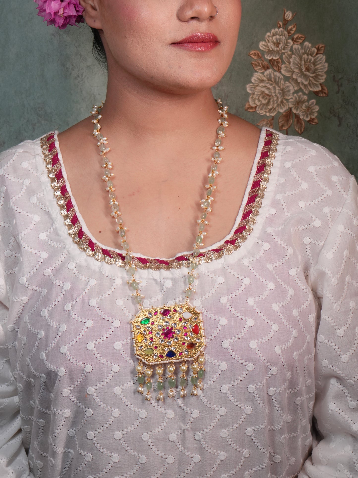 Navratan Kundan Pendant (4-8962)(KA)