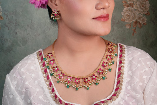 Kundan Necklace set (4-8256)(U)(OFFER PIECE) - JEWELSTYLE