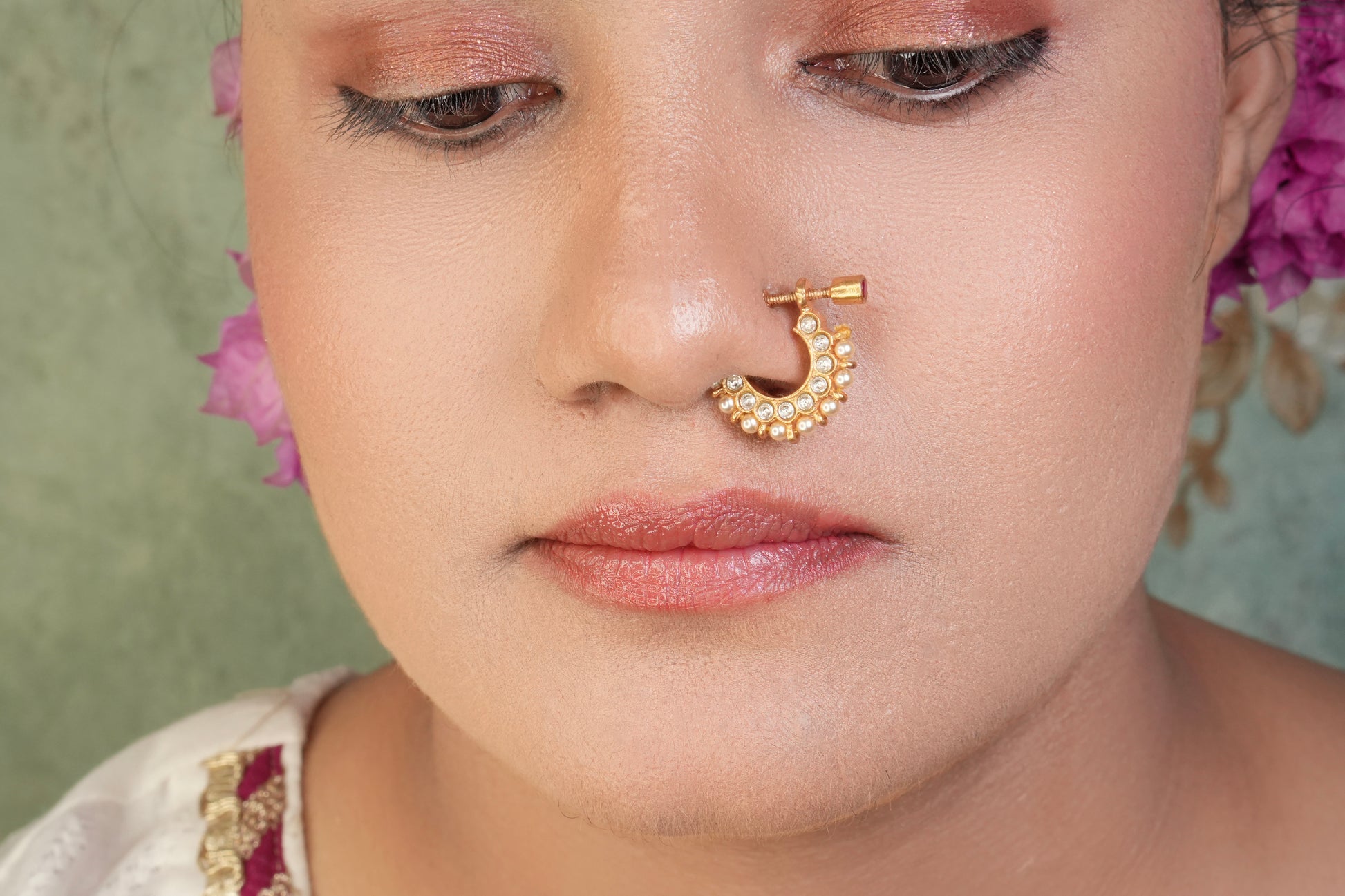 92.5 silver kundan nosering (2-206)(K) - JEWELSTYLE
