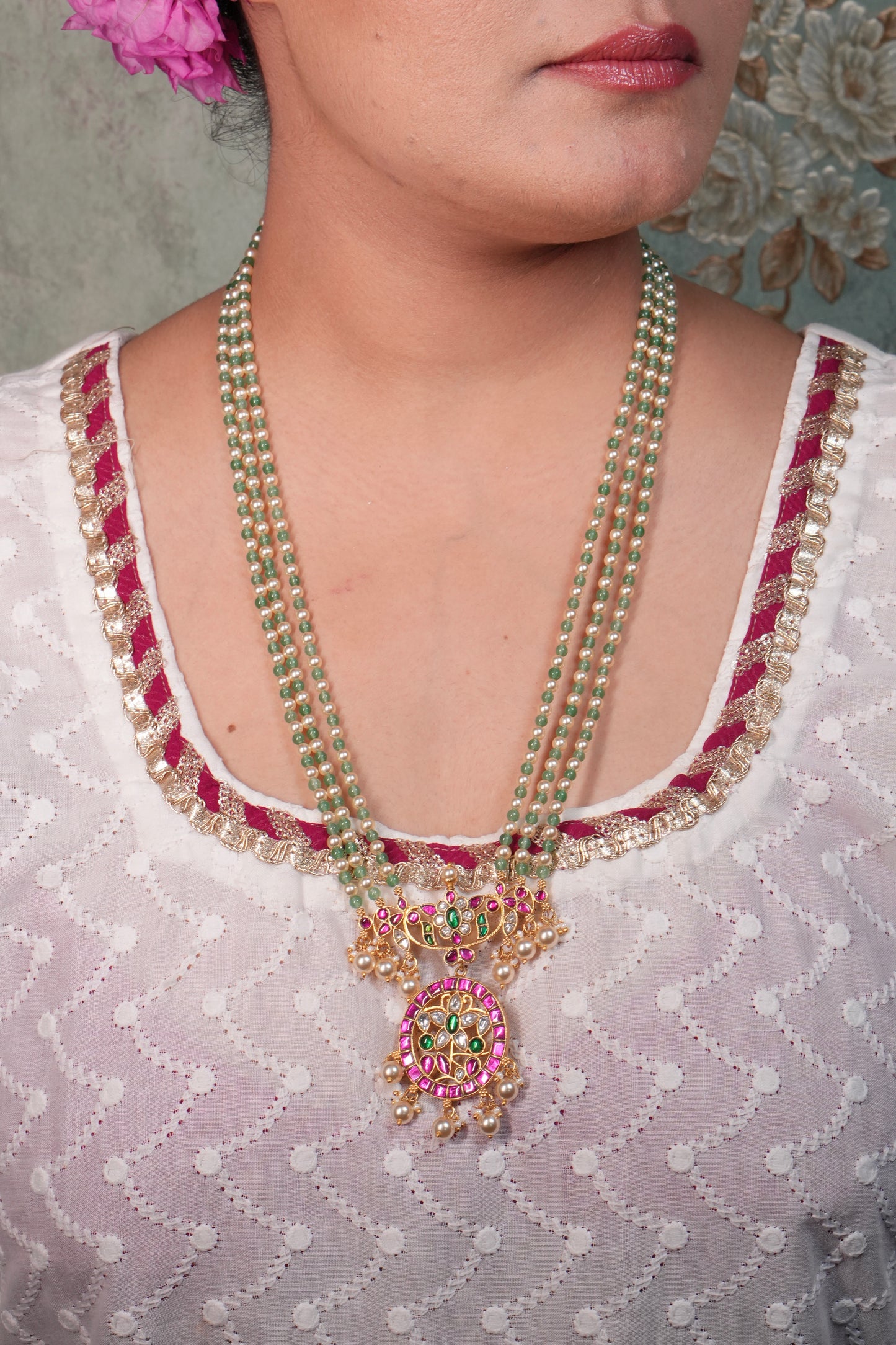 Kundan Necklace (4-8863)(K) - JEWELSTYLE