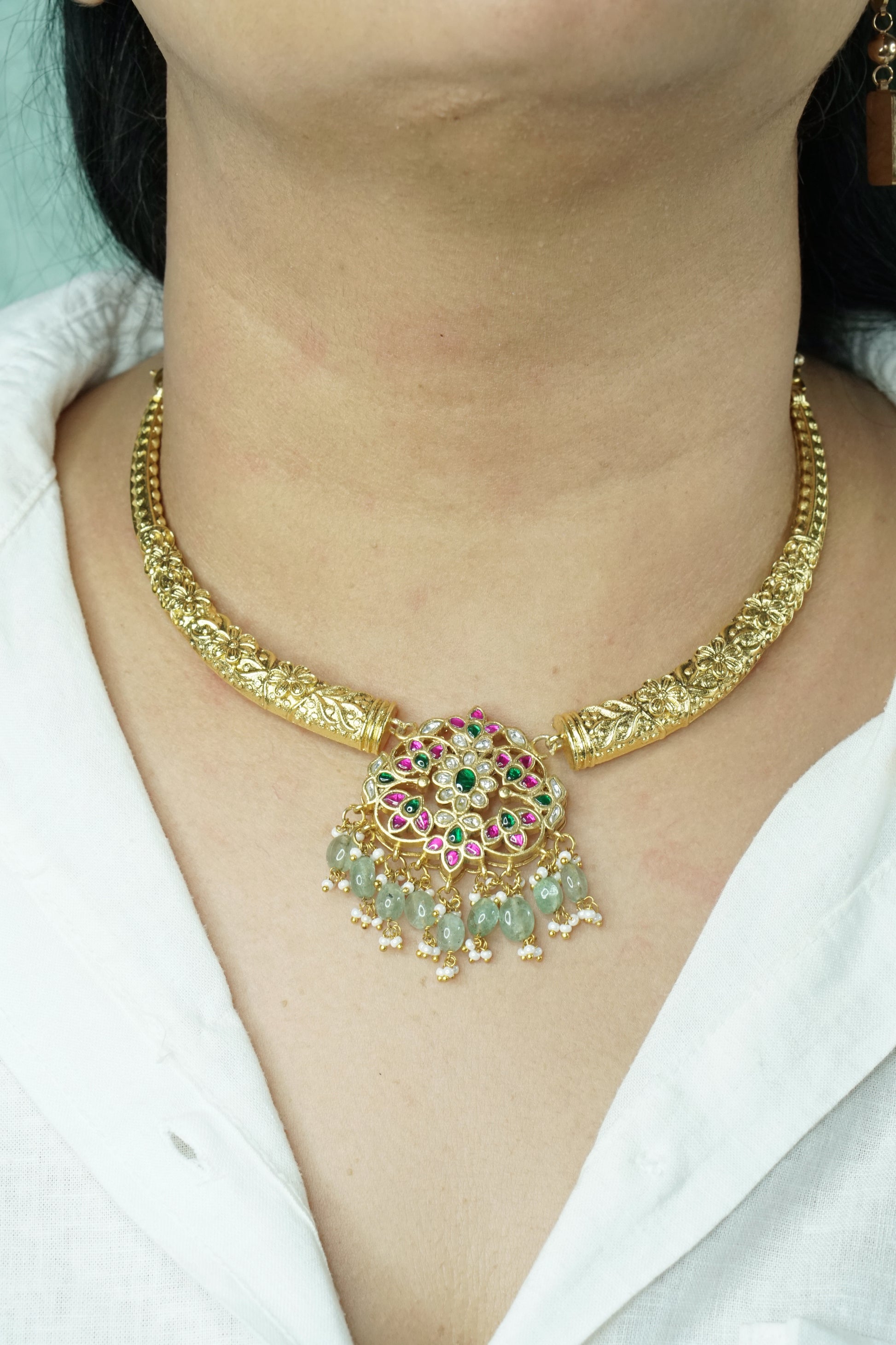 Kundan Necklace (4-8862)(K) - JEWELSTYLE