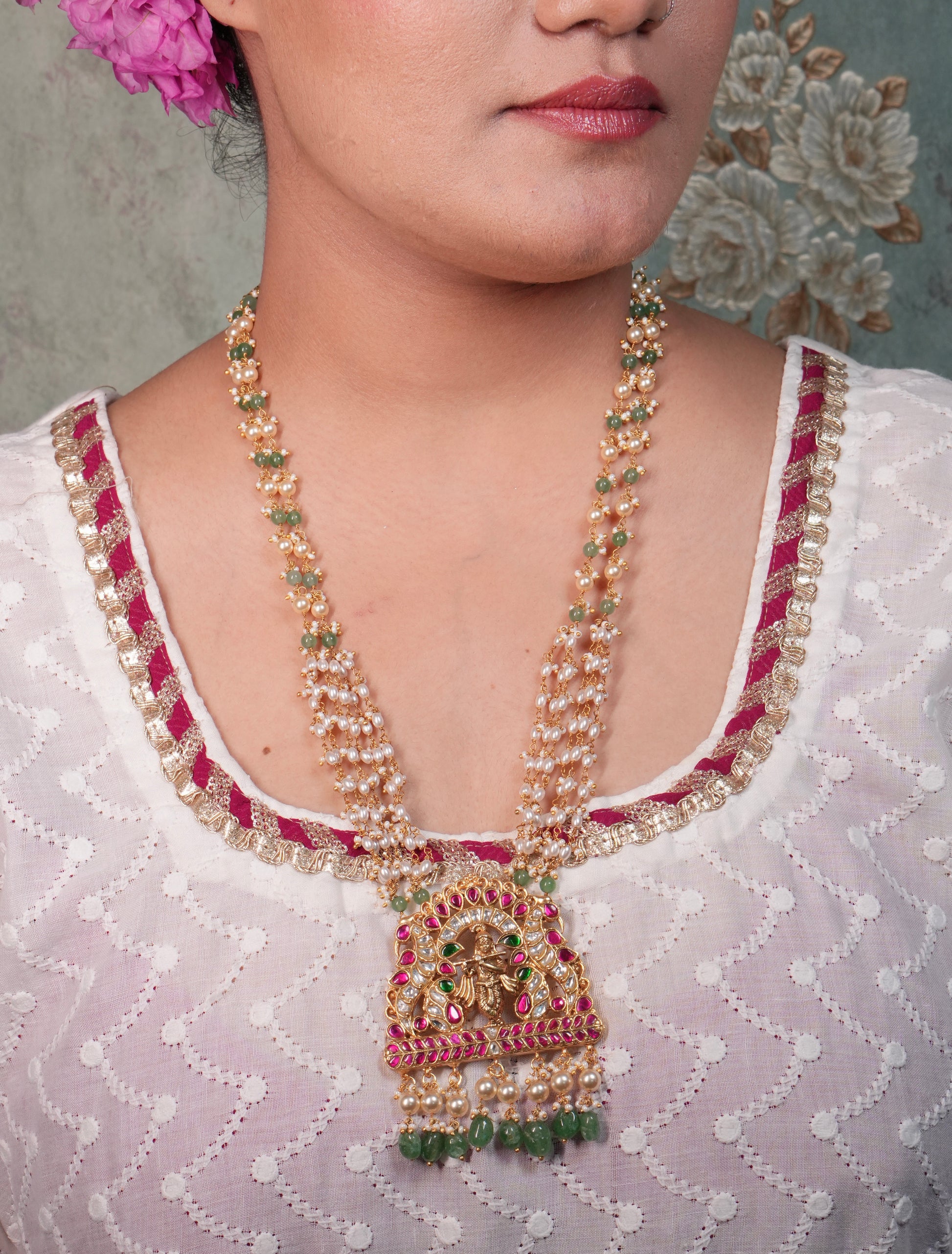 Kundan Necklace (4-8856)(K) - JEWELSTYLE