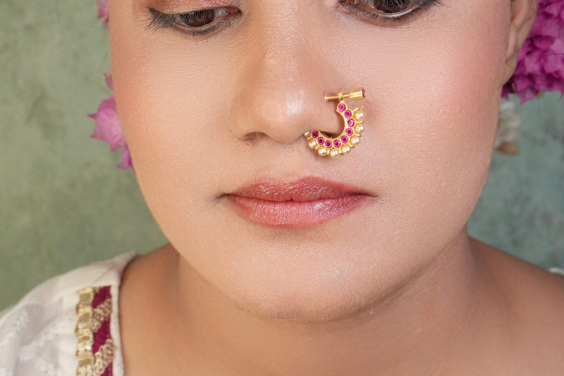 92.5 Silver Kundan Nosering (2-265)(K) - JEWELSTYLE