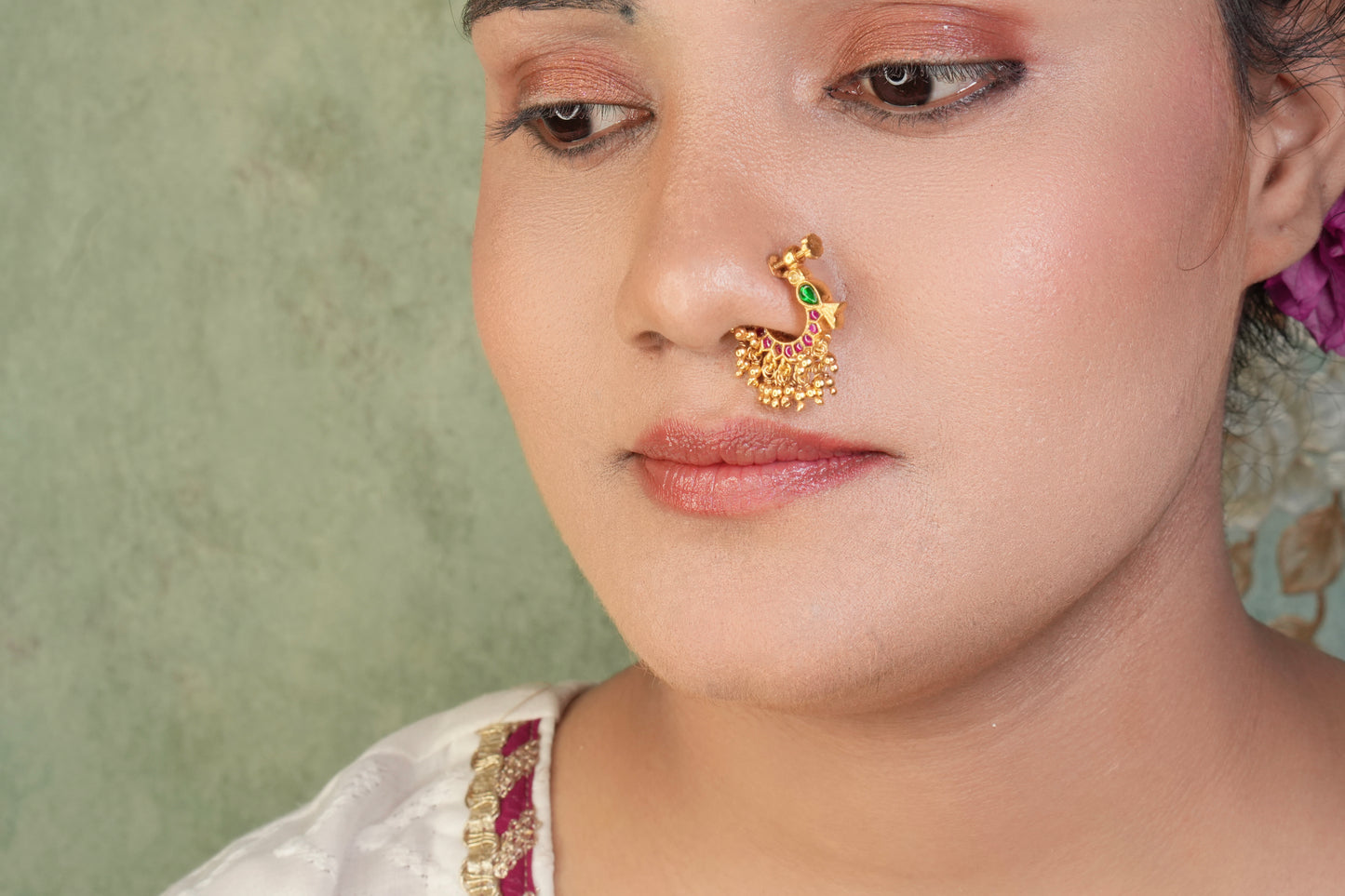 92.5 silver Kundan Nosering (2-270)(K) - JEWELSTYLE