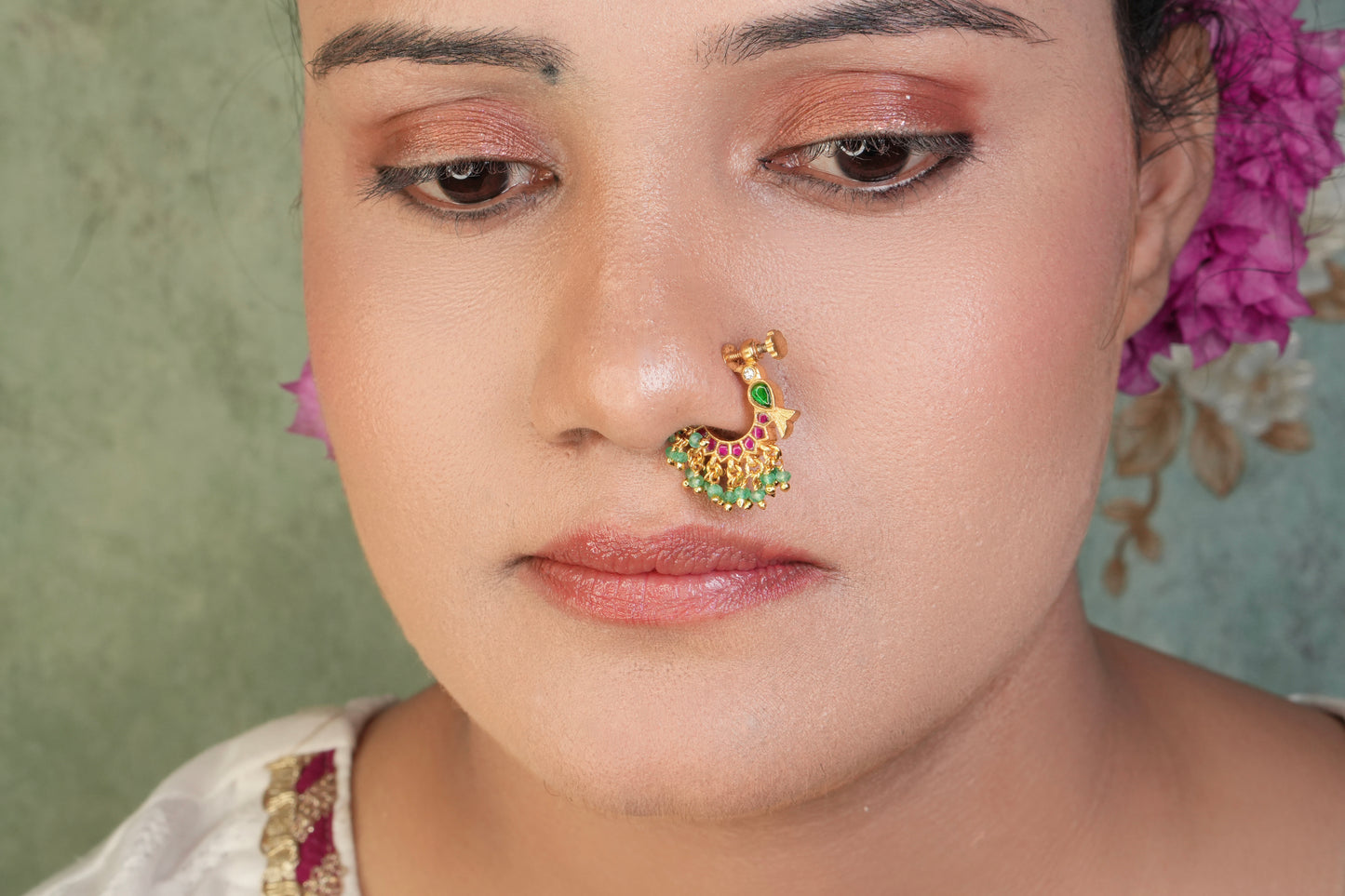 92.5 silver Kundan Nosering (2-270)(K) - JEWELSTYLE