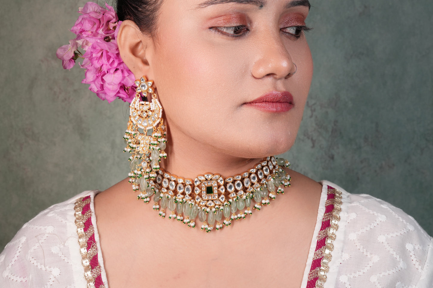 Kundan Choker Set (4-8797)(R)(Already discounted) - JEWELSTYLE