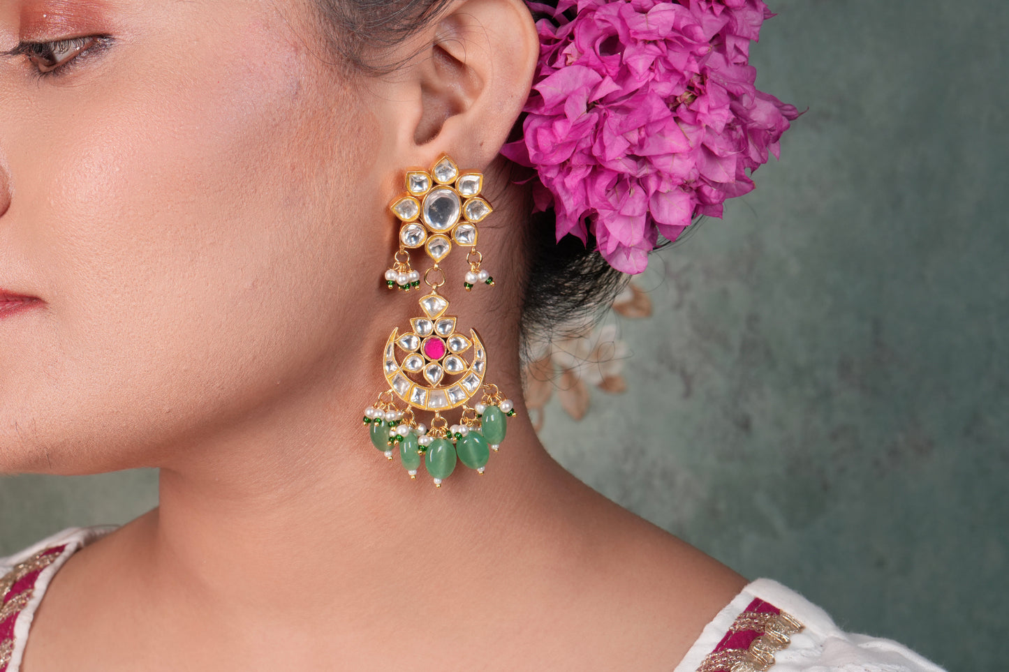 kundan earring (1-3333)(R)(already discounted) - JEWELSTYLE