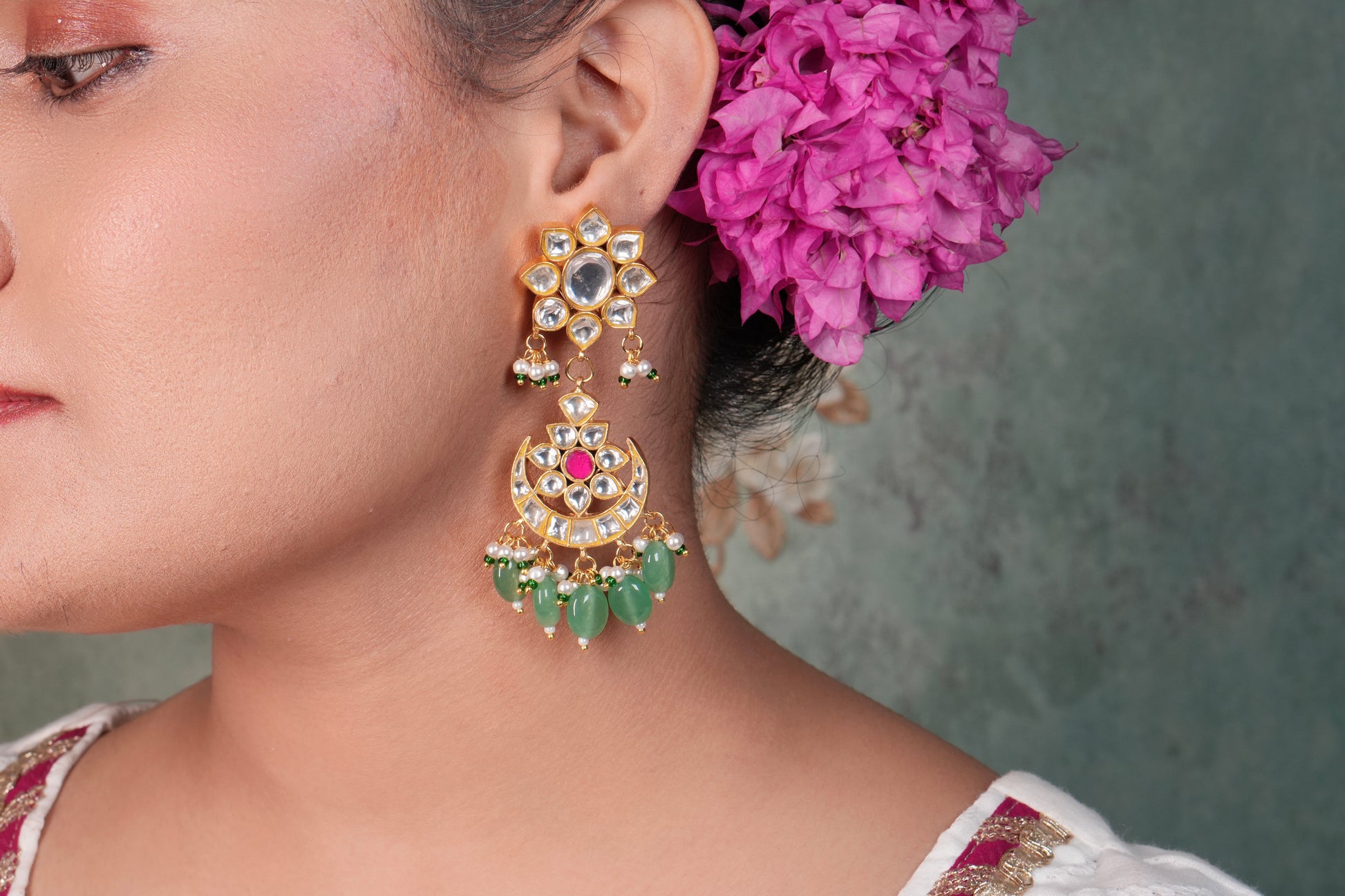 kundan earring (1-3333)(R)(already discounted) - JEWELSTYLE
