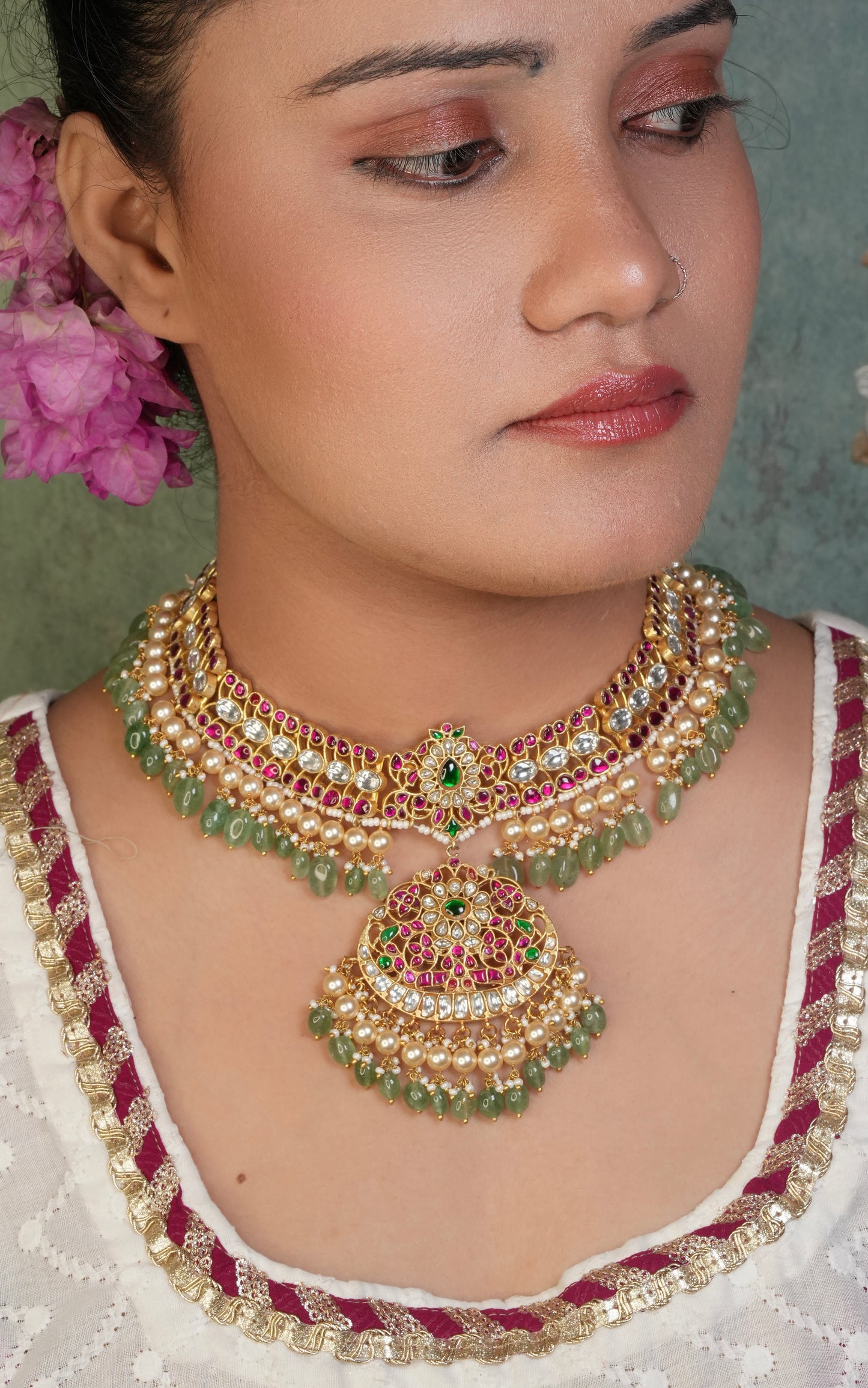 Kundan Necklace (4-8858)(K) - JEWELSTYLE