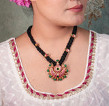 Black thread Kundan Pendant Necklace (4-3528)(R) - JEWELSTYLE