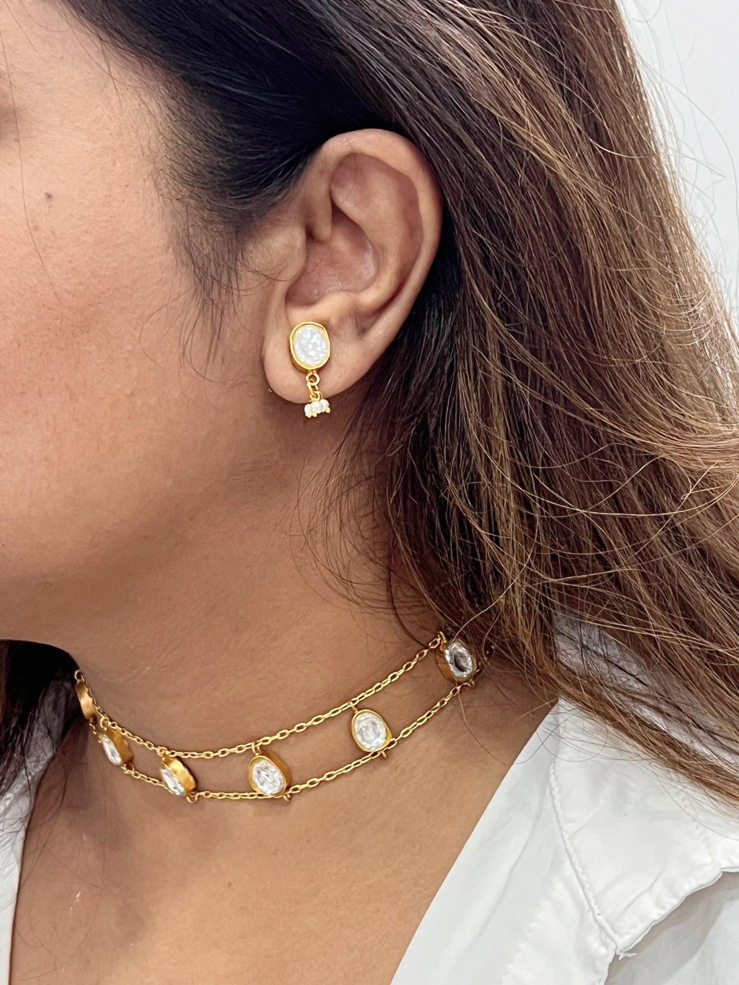 White Kundan choker set (4-5678)(R)(PREORDER) - JEWELSTYLE