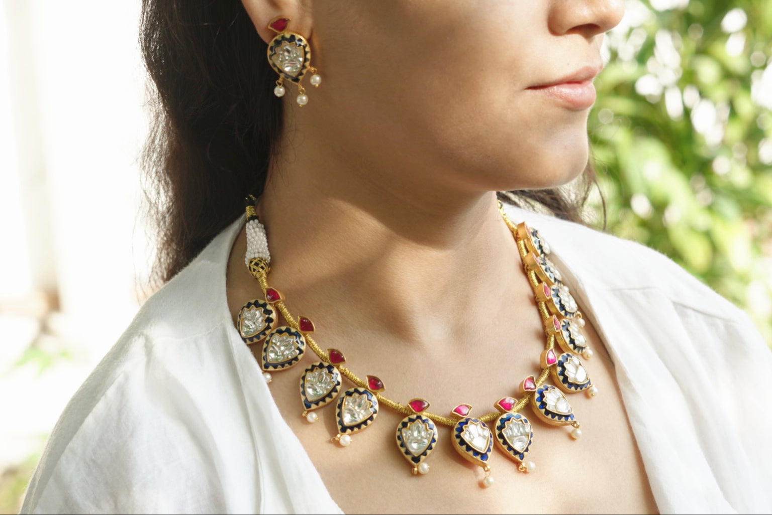 Exclusive Kundan Meena necklace set (4-6009)(R)(preorder) - JEWELSTYLE
