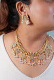 White Kundan stone guttapulasu necklace set (4-7534)(K)