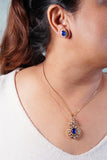 Polki blue stone pendant set (4-7661)( B)