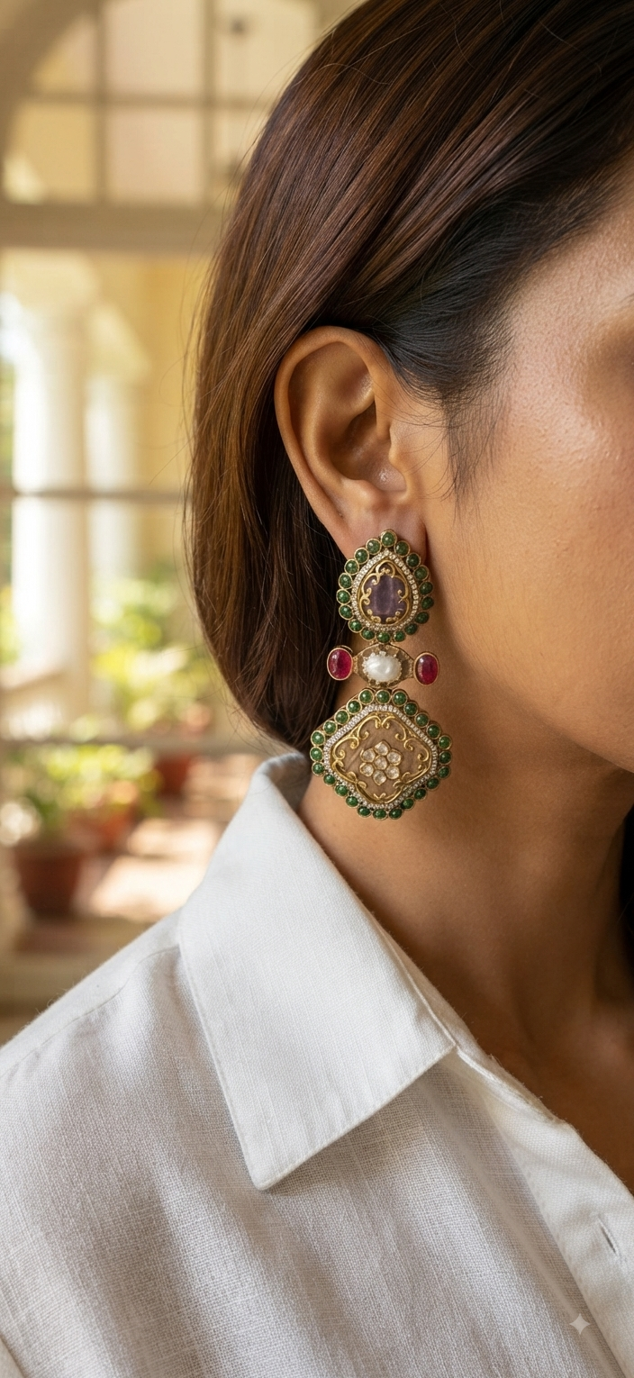 Polki Earrings (1-5416)(B)