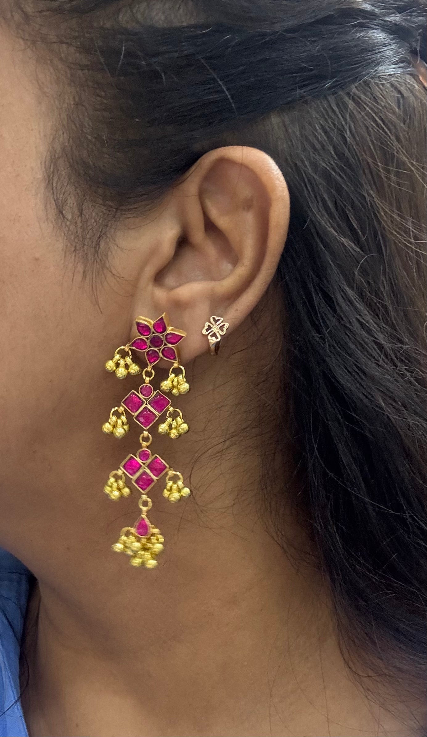 Pink Kundan Earrings (1-1164)(PREORDER) - JEWELSTYLE