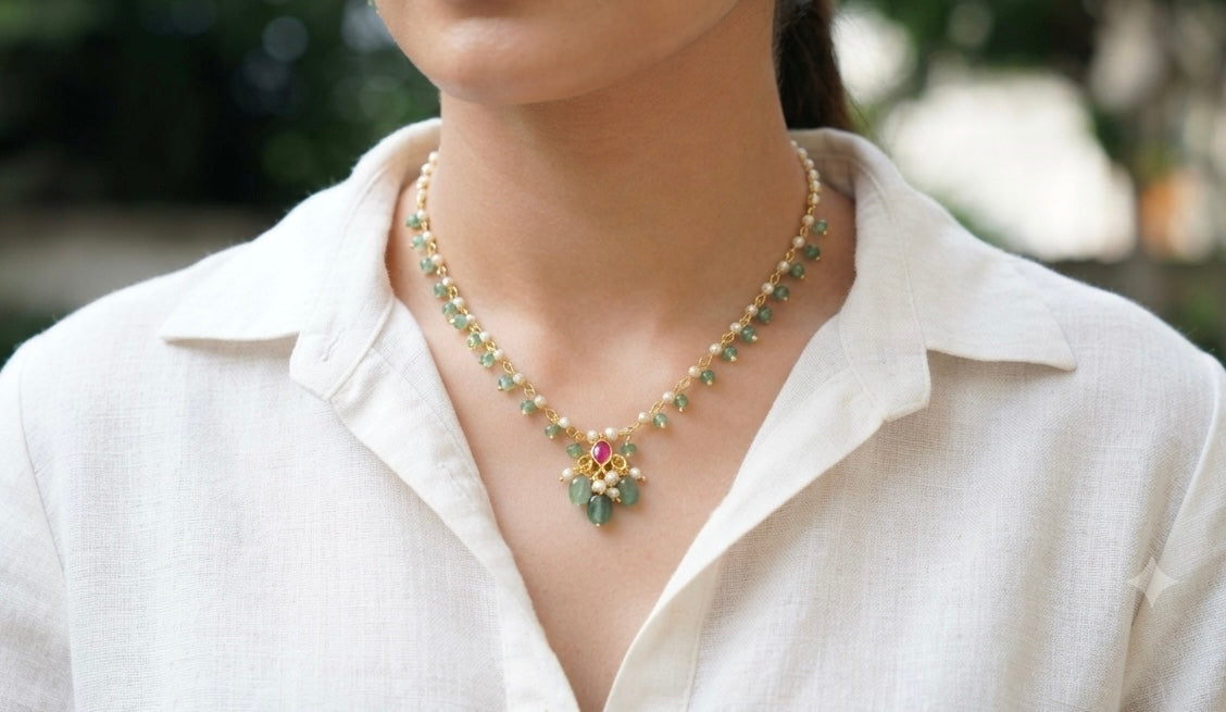 Beads Kundan Necklace (4-7761)
