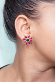 Small pink Kundan studs (1-3225)(R)