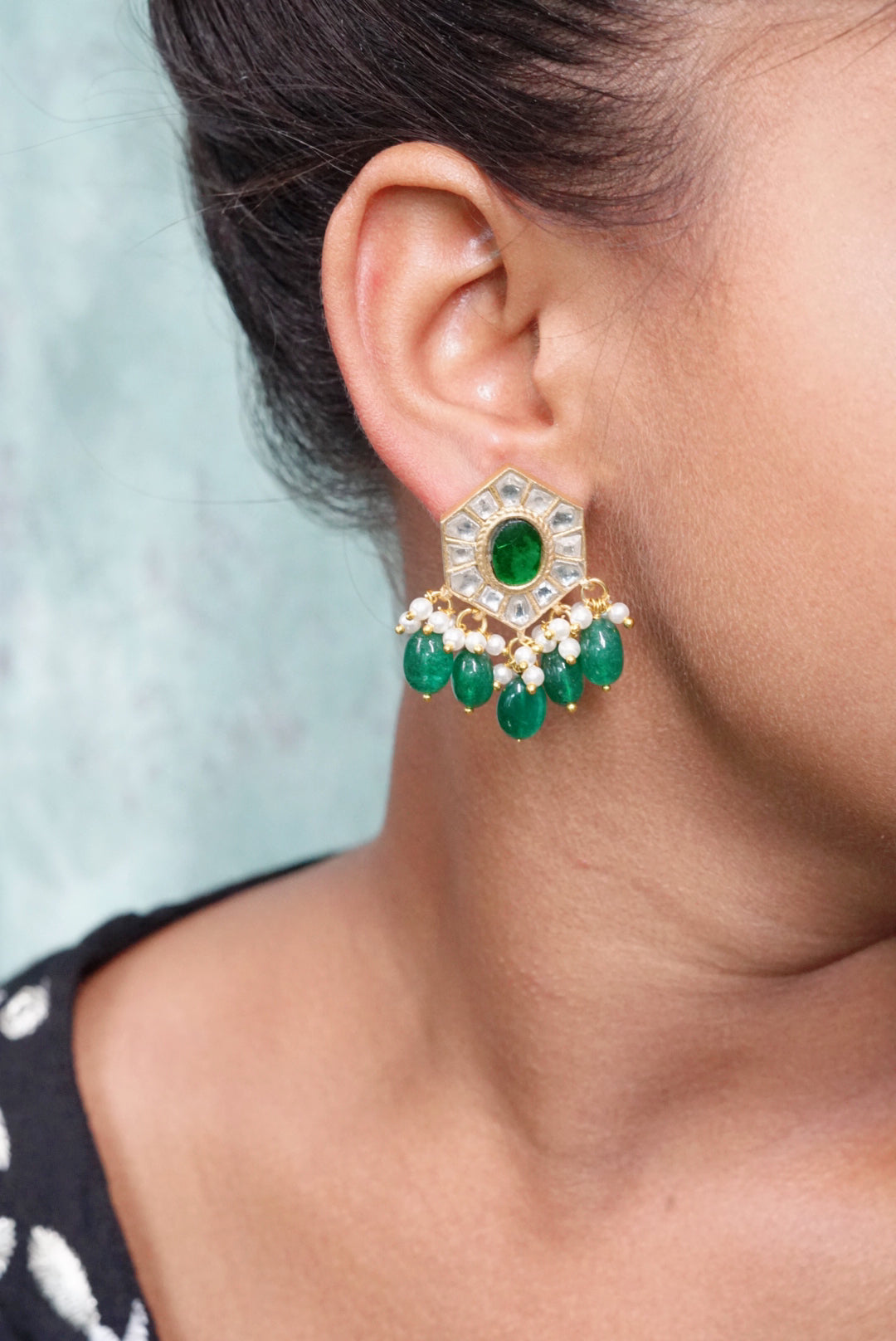 Kundan earring (1-3173)(R)(OFFER PIECE) - JEWELSTYLE