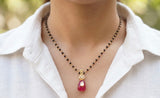Red stone Black beads pendant Chain(4-9575)(N)(offer price)