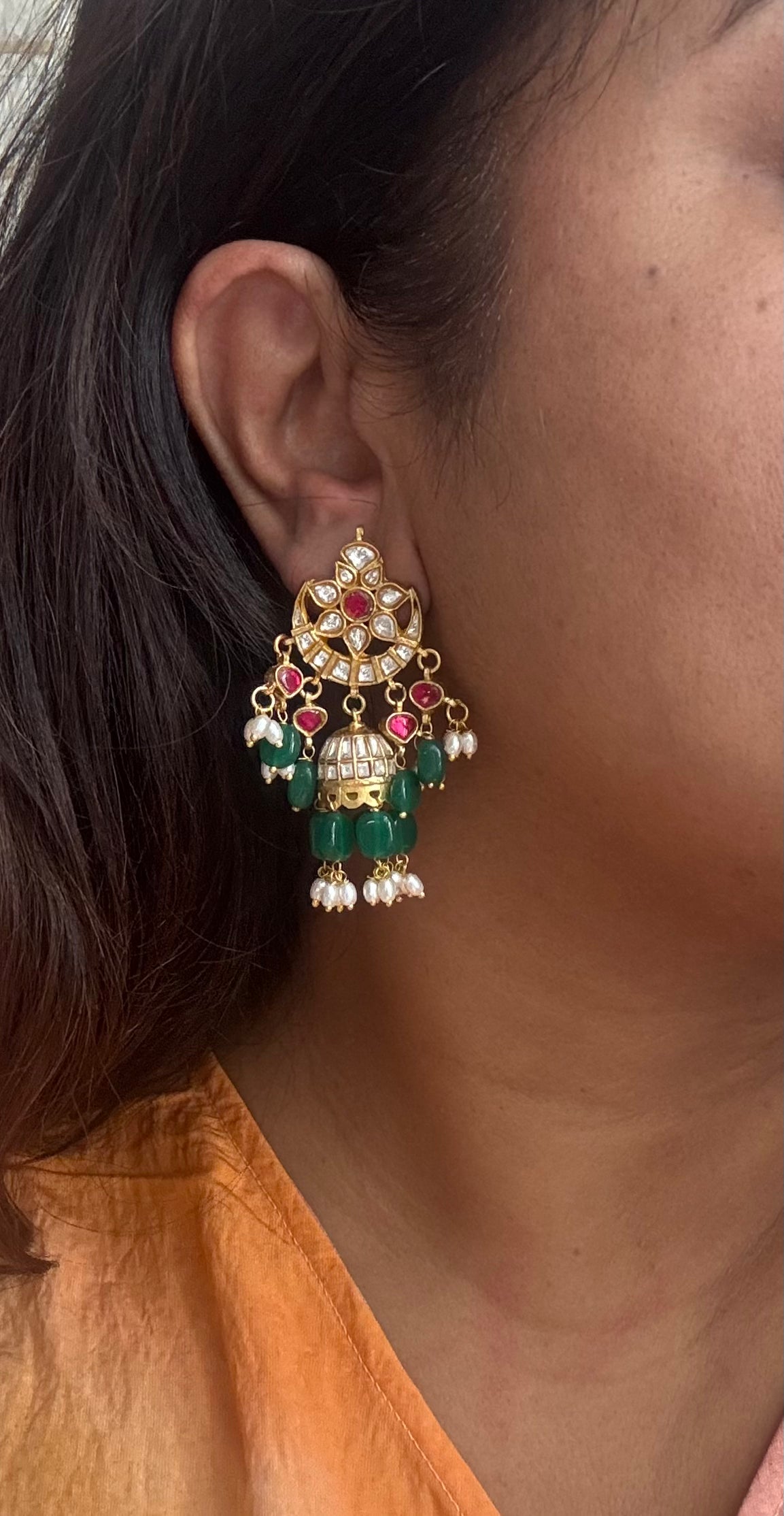 Pink Kundan Jhumki (1-4636)(R)