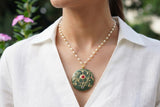GREEN STONE Kundan pendant chain(4-9640)(R)
