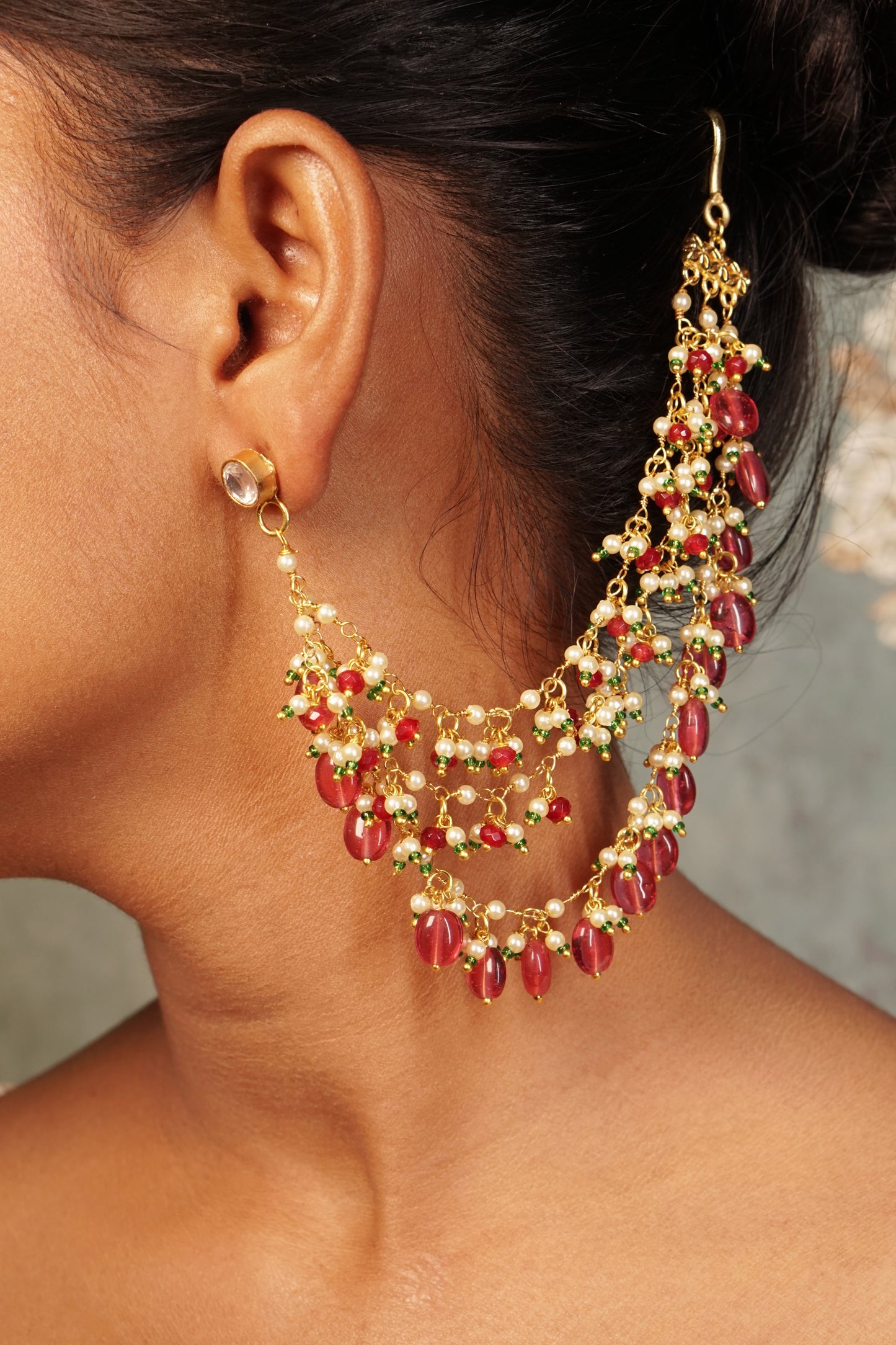 Rodolite Ear Chain (9-36)