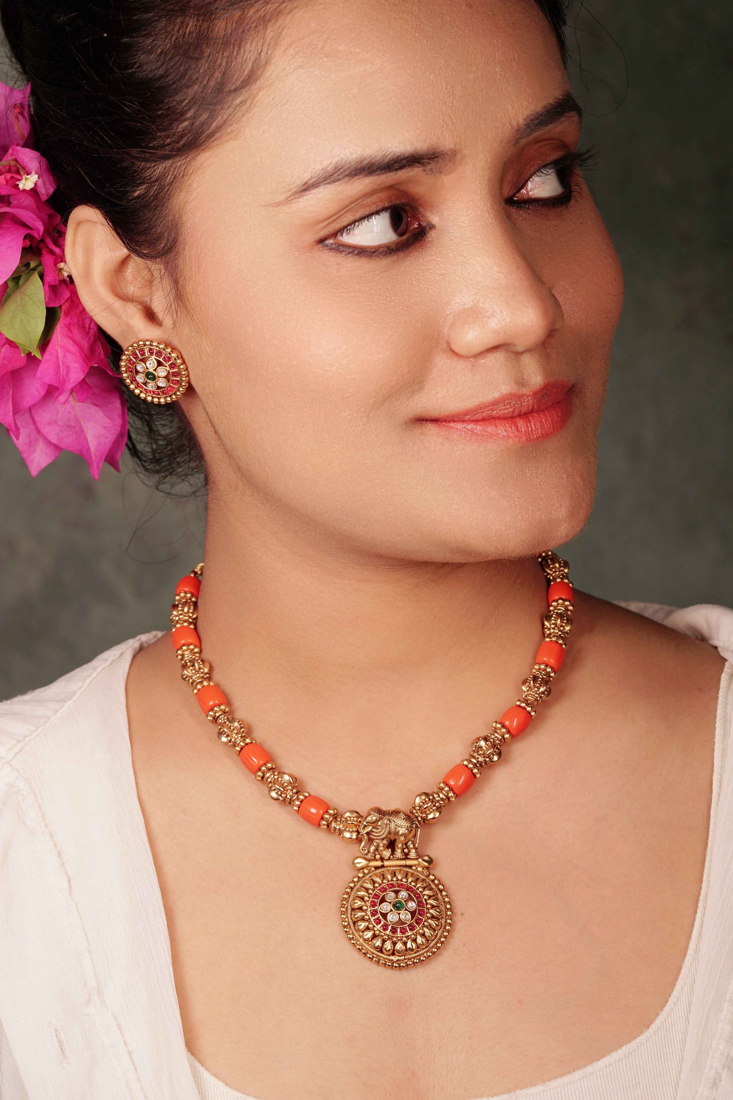 Antique Coral necklace set (4-7717)(AK) - JEWELSTYLE