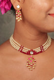 Kundan Beads Necklace set (4-8108)(N)