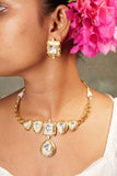 Polki Necklace Set With Maangtika  (4-8089)(B)