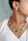 Green stone Polki necklace set(4-6806)(B)