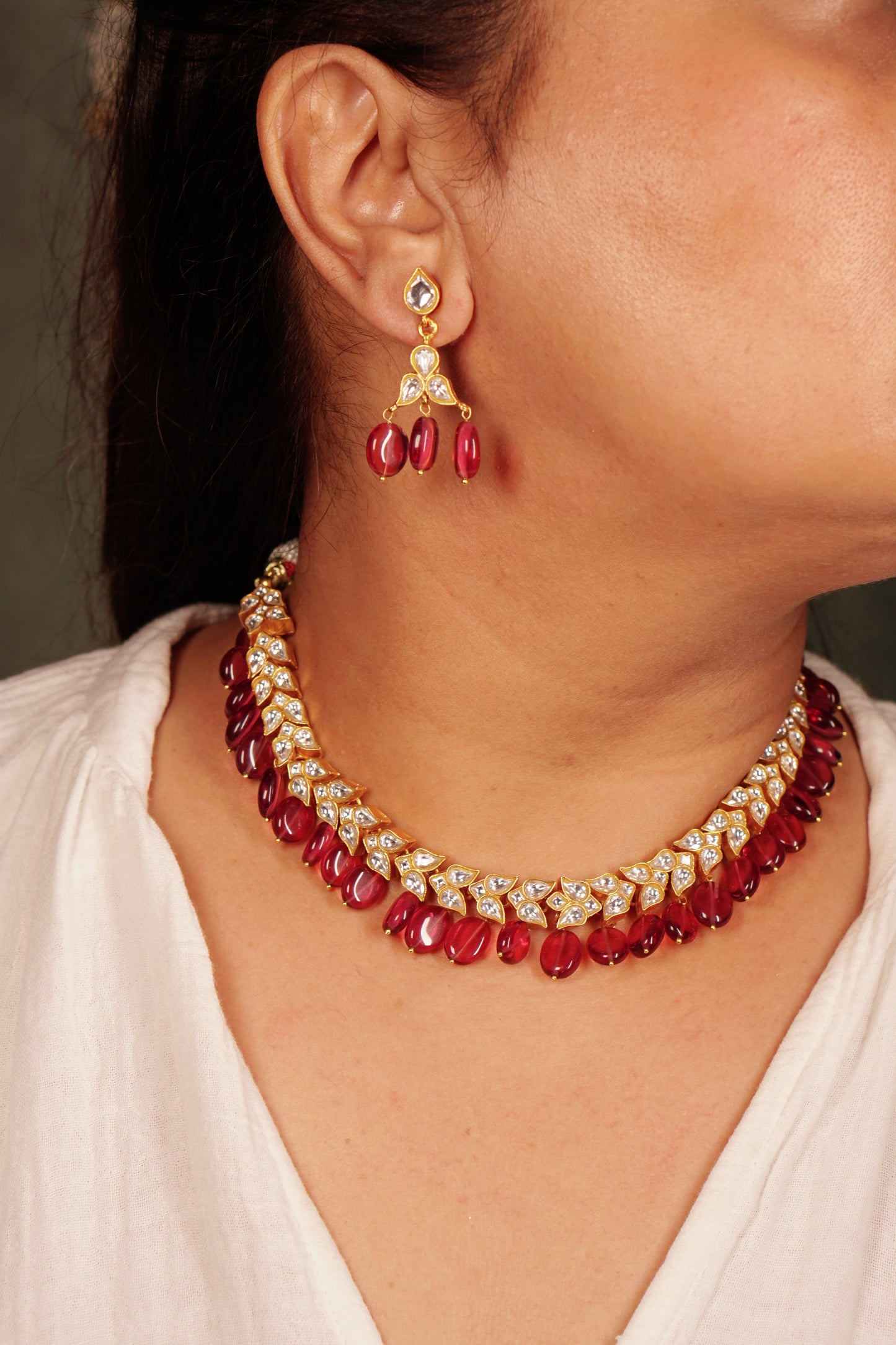 Kundan Necklace set (4-8126)(R)