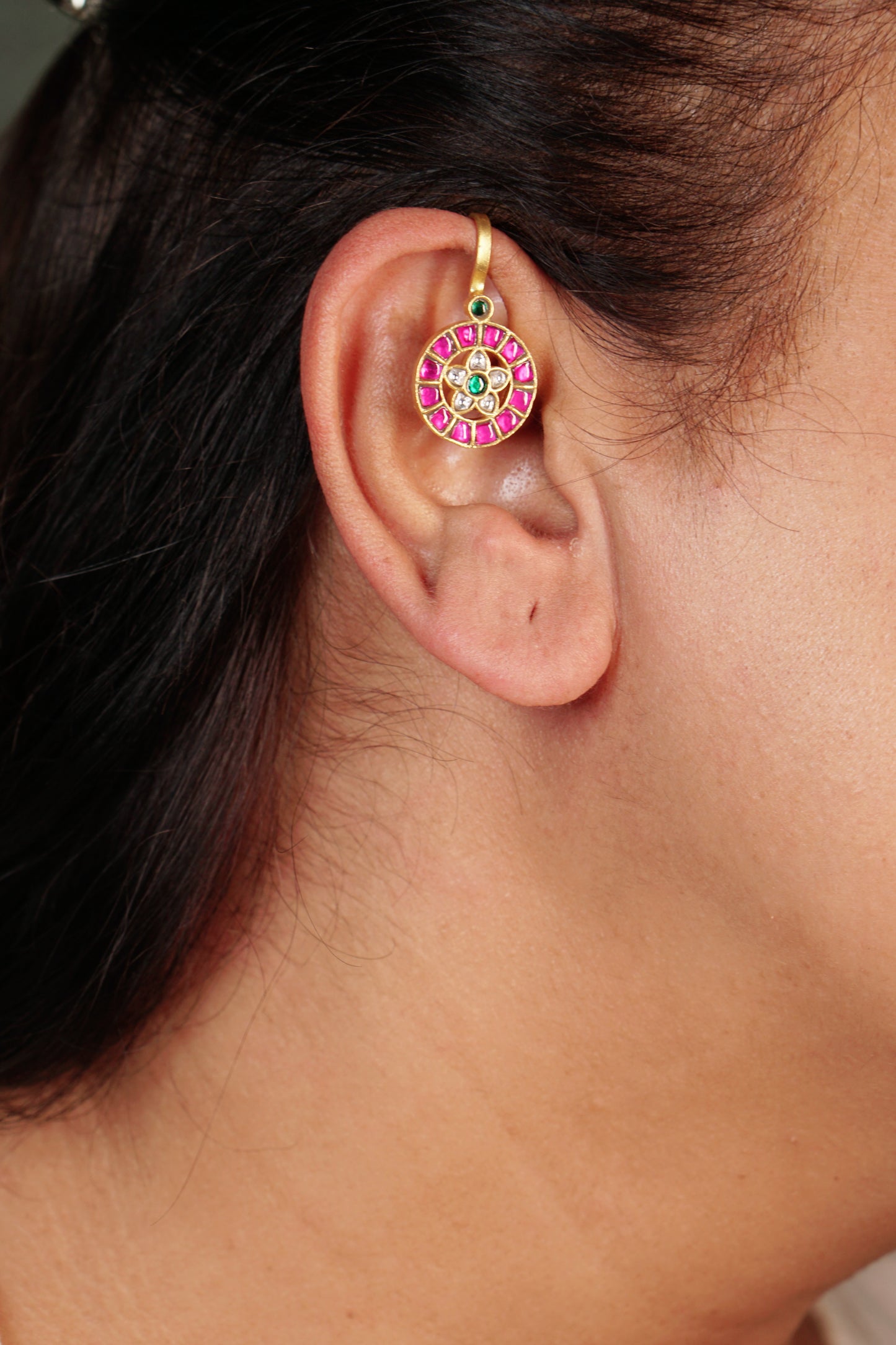 Kundan ear clip (1-4320)(K)(PREORDER)