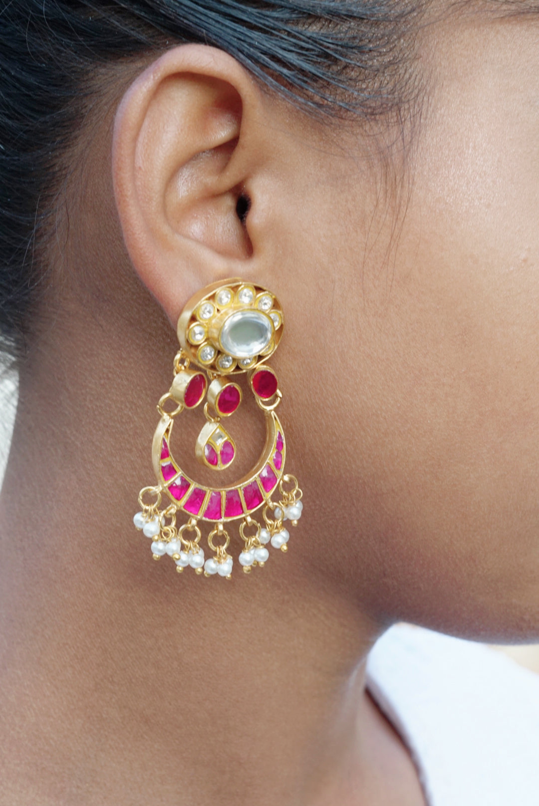 Kundan Earring (1-3350)(R)(already discounted) - JEWELSTYLE