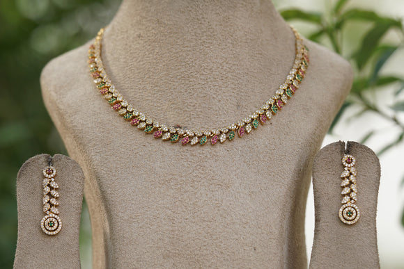 AD Stone Necklace set (4-8156)(AK)