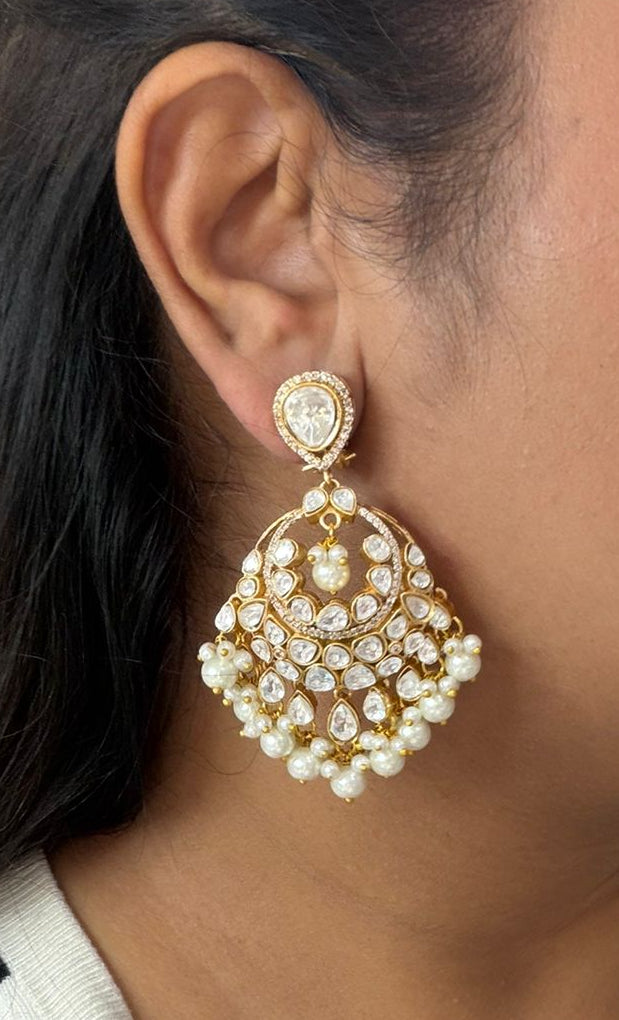 Polki Chandbali Earrings (1-4942)(B) - JEWELSTYLE