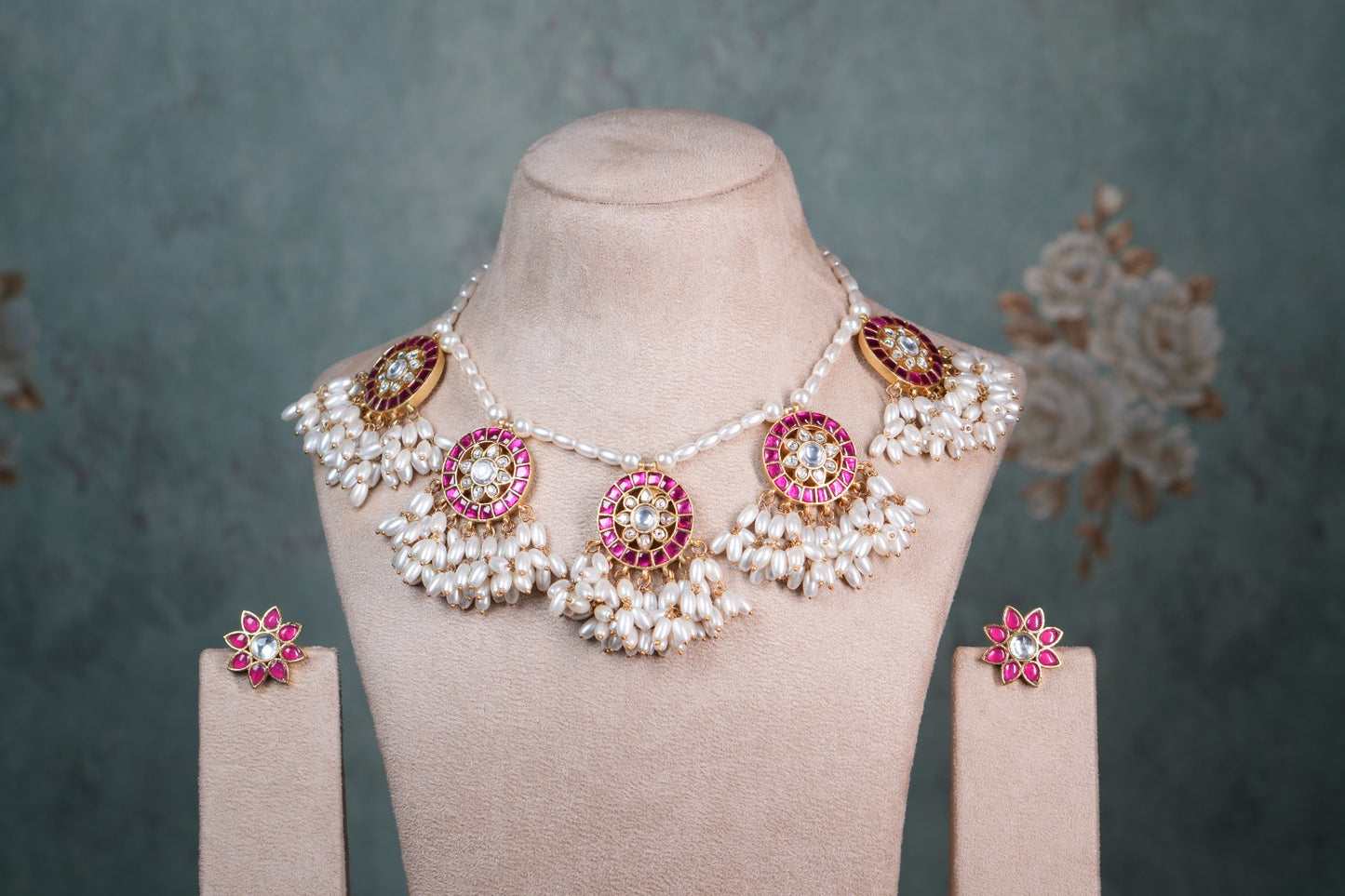 Kundan pearl Necklace Set (4-8950)(A)