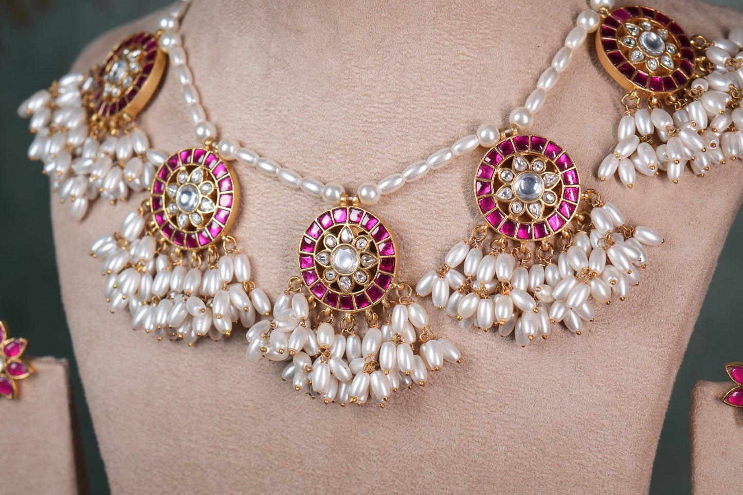 Kundan pearl Necklace Set (4-8950)(A)