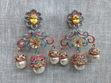 Multistone jhumki Ad Earrings (1-5524)(Ex)(from turkey)